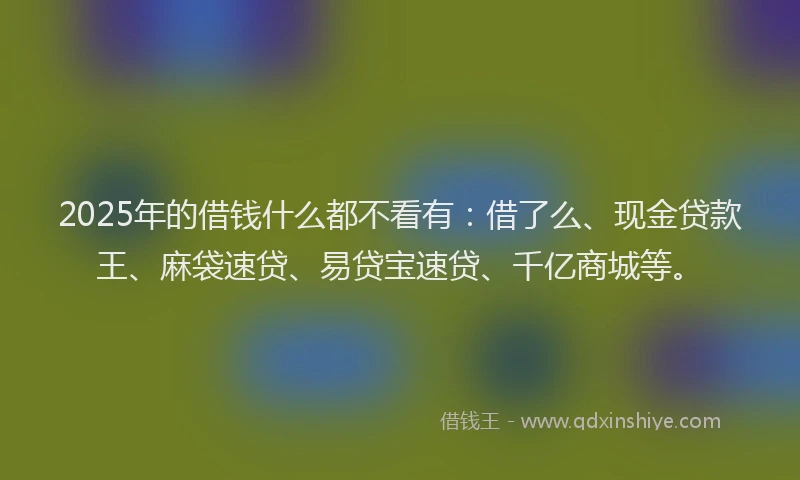 2025年的借钱什么都不看有：借了么、现金贷款王、麻袋速贷、易贷宝速贷、千亿商城等。