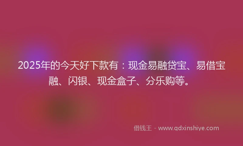 2025年的今天好下款有：现金易融贷宝、易借宝融、闪银、现金盒子、分乐购等。