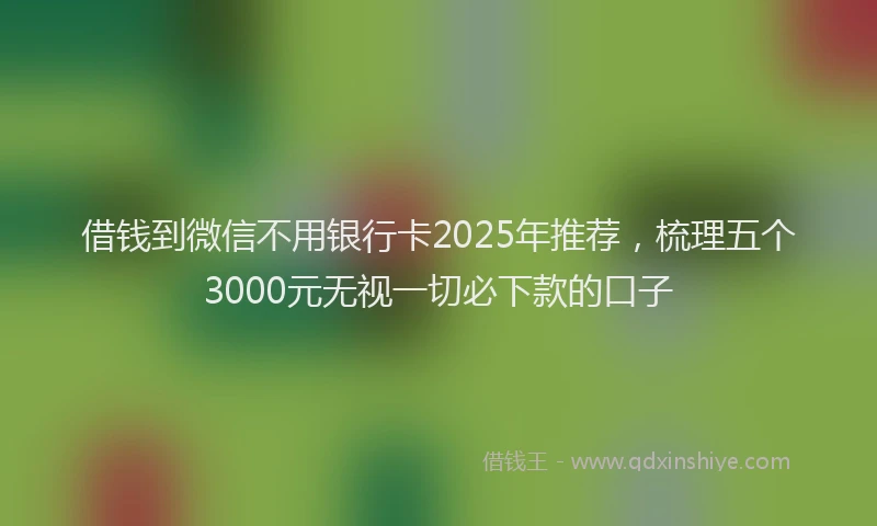 借钱到微信不用银行卡2025年推荐，梳理五个3000元无视一切必下款的口子