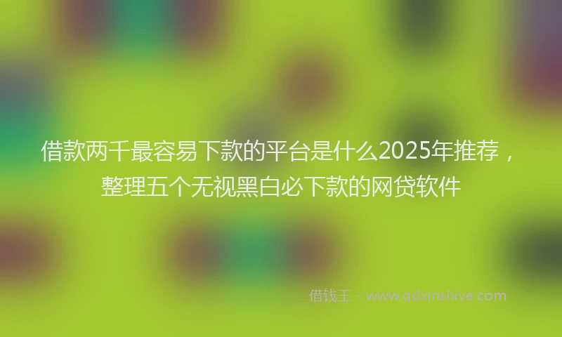 借款两千最容易下款的平台是什么2025年推荐，整理五个无视黑白必下款的网贷软件