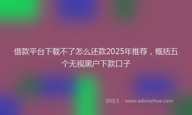 借款平台下载不了怎么还款2025年推荐，概括五个无视黑户下款口子