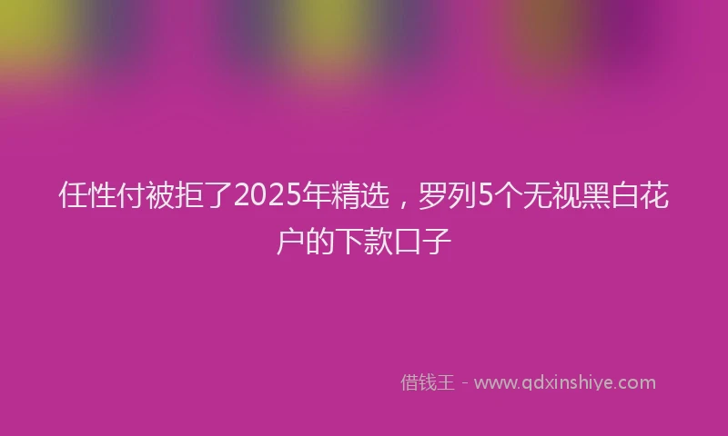 任性付被拒了2025年精选，罗列5个无视黑白花户的下款口子