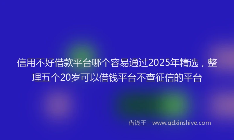 信用不好借款平台哪个容易通过2025年精选，整理五个20岁可以借钱平台不查征信的平台