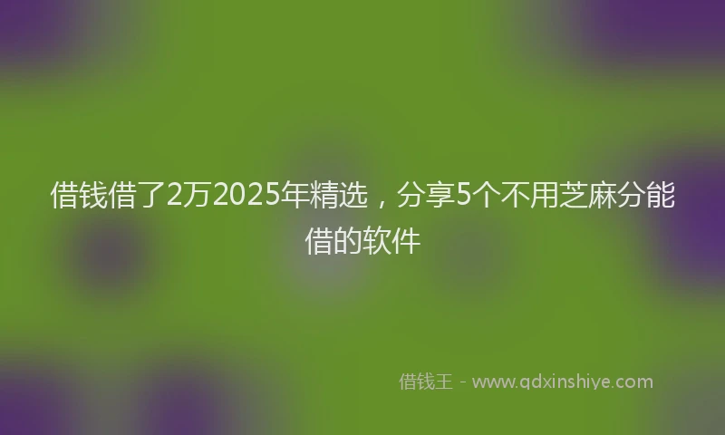 借钱借了2万2025年精选，分享5个不用芝麻分能借的软件
