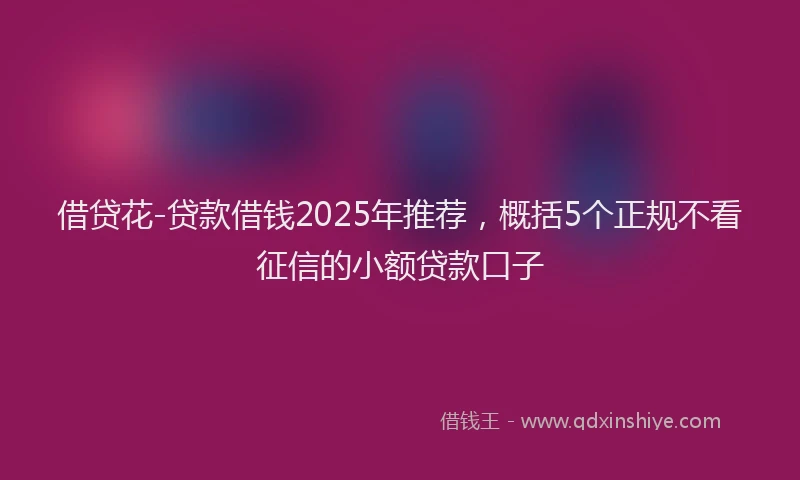借贷花-贷款借钱2025年推荐，概括5个正规不看征信的小额贷款口子