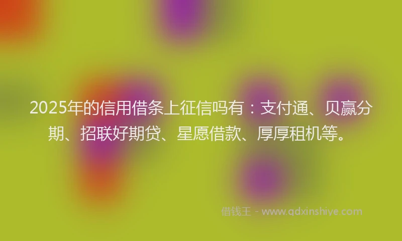 2025年的信用借条上征信吗有：支付通、贝赢分期、招联好期贷、星愿借款、厚厚租机等。