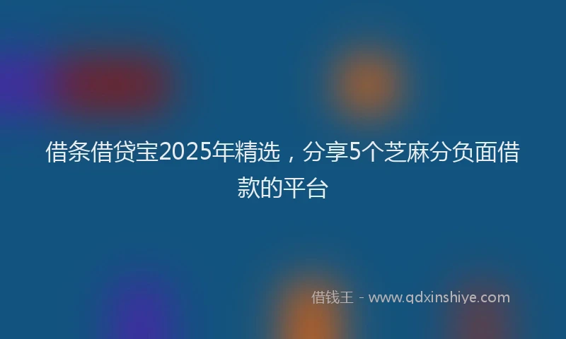 借条借贷宝2025年精选，分享5个芝麻分负面借款的平台