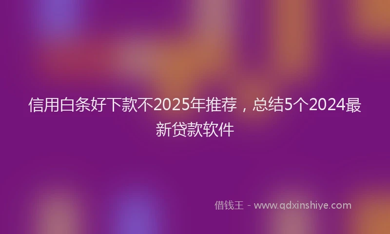 信用白条好下款不2025年推荐，总结5个2024最新贷款软件