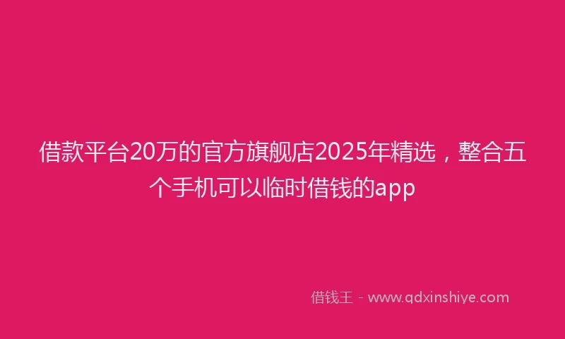借款平台20万的官方旗舰店2025年精选，整合五个手机可以临时借钱的app