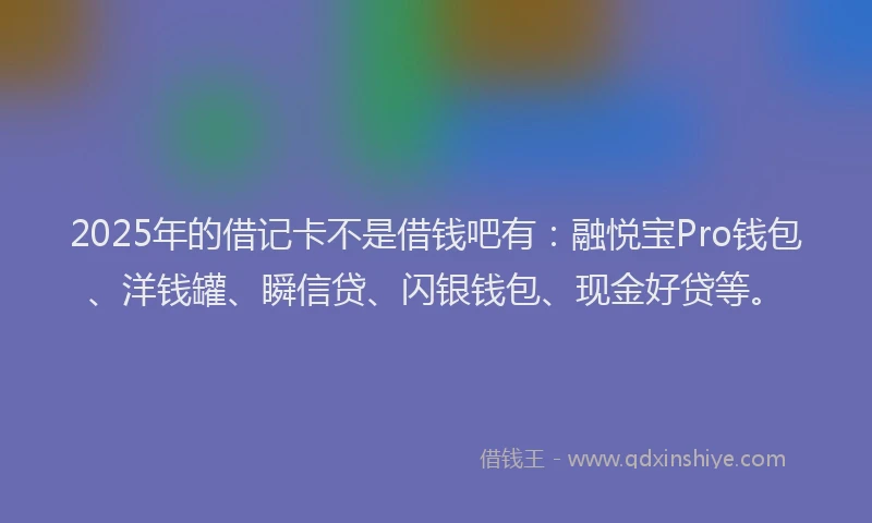 2025年的借记卡不是借钱吧有：融悦宝Pro钱包、洋钱罐、瞬信贷、闪银钱包、现金好贷等。