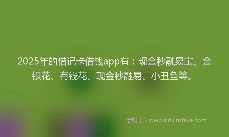 2025年的借记卡借钱app有：现金秒融易宝、金银花、有钱花、现金秒融易、小丑鱼等。