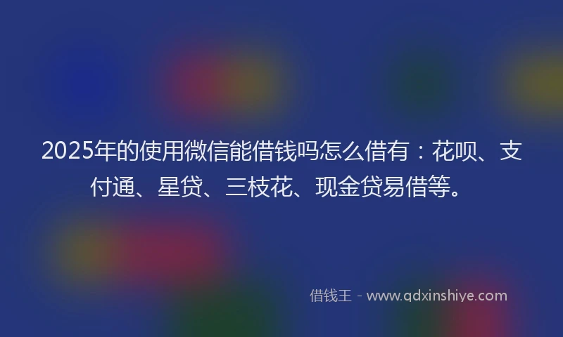 2025年的使用微信能借钱吗怎么借有：花呗、支付通、星贷、三枝花、现金贷易借等。