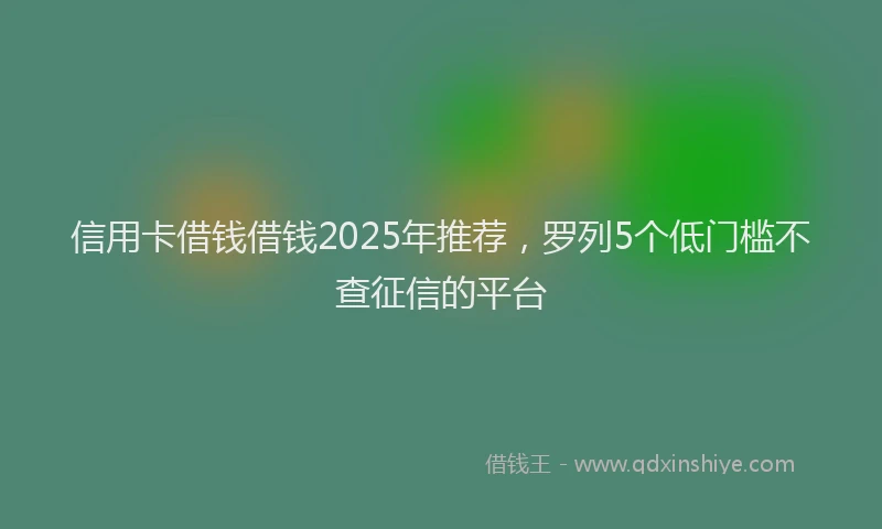 信用卡借钱借钱2025年推荐，罗列5个低门槛不查征信的平台