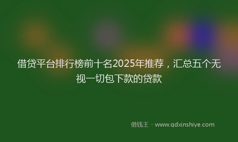 借贷平台排行榜前十名2025年推荐，汇总五个无视一切包下款的贷款