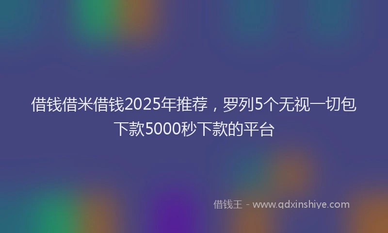 借钱借米借钱2025年推荐，罗列5个无视一切包下款5000秒下款的平台