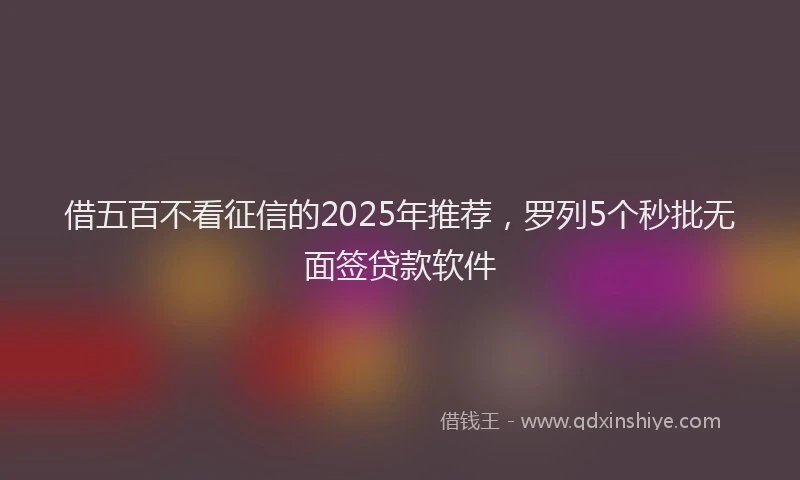 借五百不看征信的2025年推荐，罗列5个秒批无面签贷款软件
