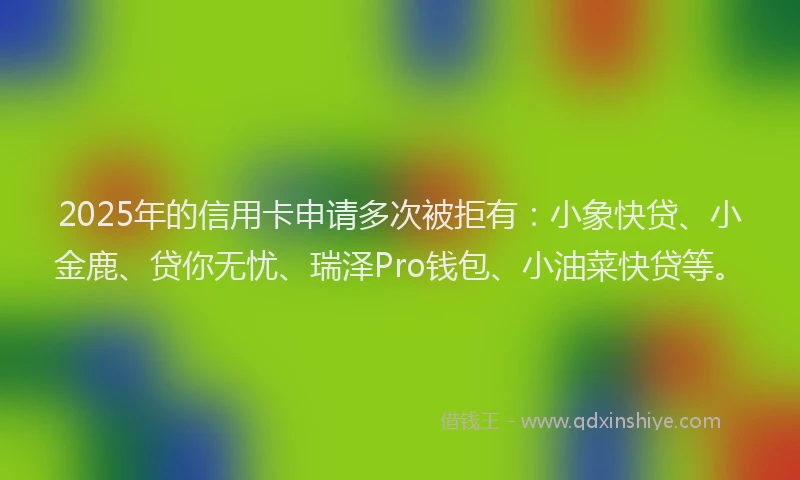 2025年的信用卡申请多次被拒有：小象快贷、小金鹿、贷你无忧、瑞泽Pro钱包、小油菜快贷等。