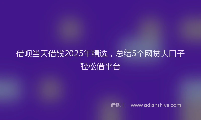 借呗当天借钱2025年精选，总结5个网贷大口子轻松借平台