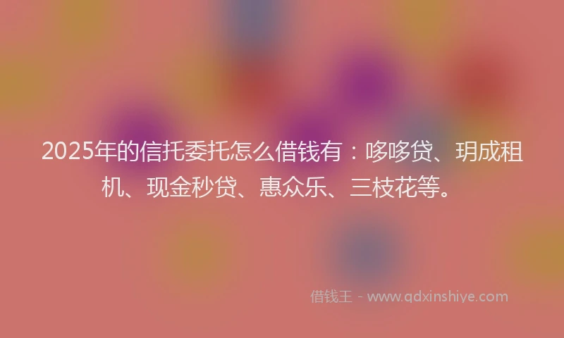 2025年的信托委托怎么借钱有：哆哆贷、玥成租机、现金秒贷、惠众乐、三枝花等。