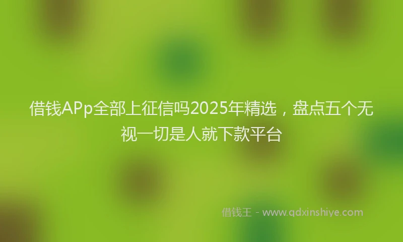 借钱APp全部上征信吗2025年精选，盘点五个无视一切是人就下款平台