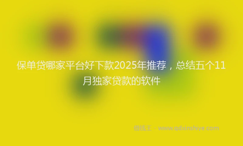 保单贷哪家平台好下款2025年推荐，总结五个11月独家贷款的软件