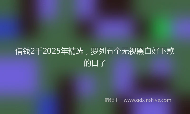 借钱2千2025年精选，罗列五个无视黑白好下款的口子