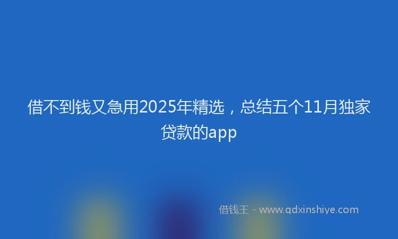 借不到钱又急用2025年精选，总结五个11月独家贷款的app