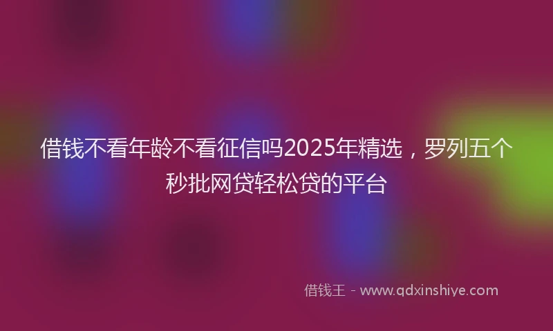 借钱不看年龄不看征信吗2025年精选，罗列五个秒批网贷轻松贷的平台