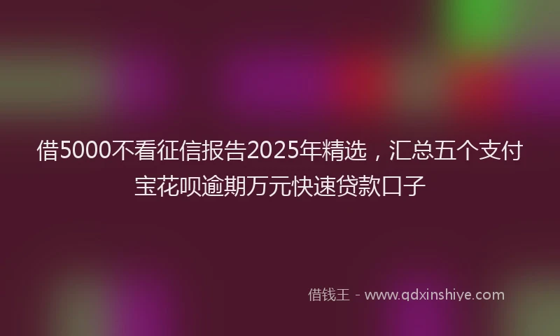 借5000不看征信报告2025年精选，汇总五个支付宝花呗逾期万元快速贷款口子