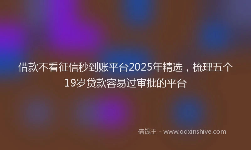 借款不看征信秒到账平台2025年精选，梳理五个19岁贷款容易过审批的平台
