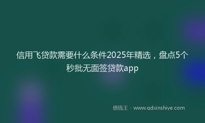 信用飞贷款需要什么条件2025年精选，盘点5个秒批无面签贷款app