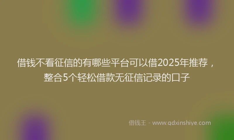 借钱不看征信的有哪些平台可以借2025年推荐，整合5个轻松借款无征信记录的口子