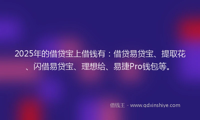 2025年的借贷宝上借钱有：借贷易贷宝、提取花、闪借易贷宝、理想给、易捷Pro钱包等。