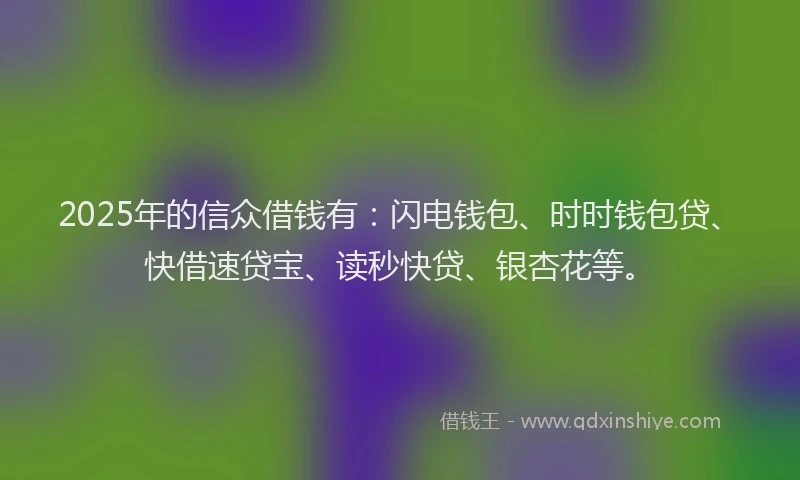 2025年的信众借钱有：闪电钱包、时时钱包贷、快借速贷宝、读秒快贷、银杏花等。