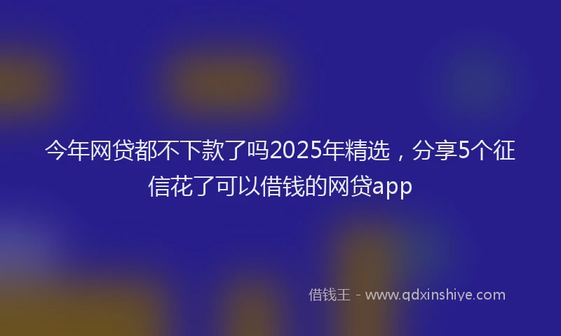 今年网贷都不下款了吗2025年精选，分享5个征信花了可以借钱的网贷app