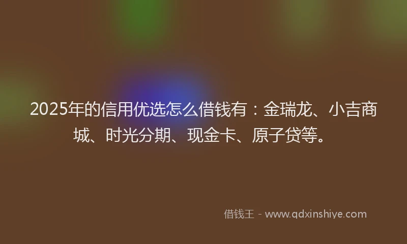 2025年的信用优选怎么借钱有：金瑞龙、小吉商城、时光分期、现金卡、原子贷等。