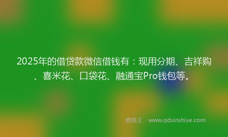 2025年的借贷款微信借钱有：现用分期、吉祥购、喜米花、口袋花、融通宝Pro钱包等。