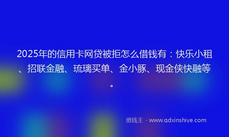 2025年的信用卡网贷被拒怎么借钱有：快乐小租、招联金融、琉璃买单、金小豚、现金侠快融等。