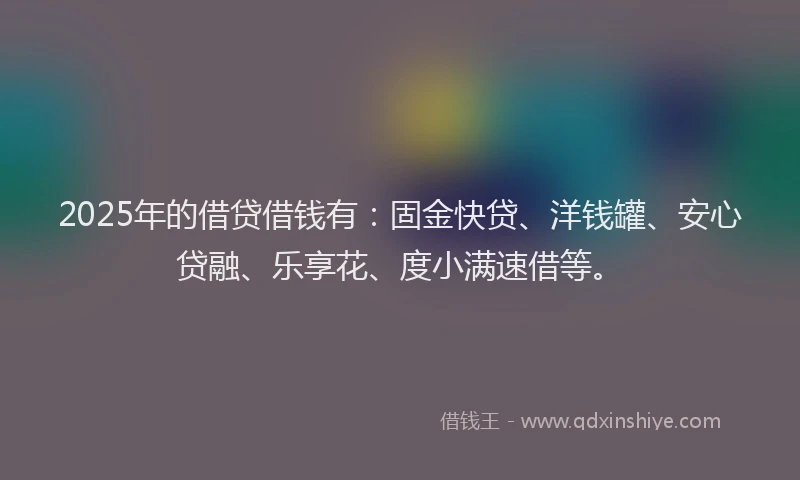 2025年的借贷借钱有：固金快贷、洋钱罐、安心贷融、乐享花、度小满速借等。