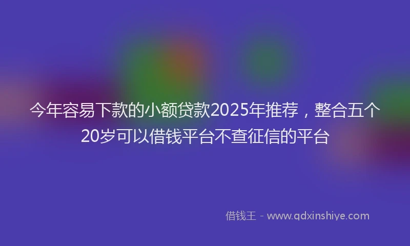 今年容易下款的小额贷款2025年推荐，整合五个20岁可以借钱平台不查征信的平台
