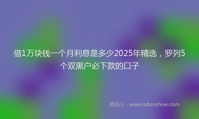 借1万块钱一个月利息是多少2025年精选，罗列5个双黑户必下款的口子