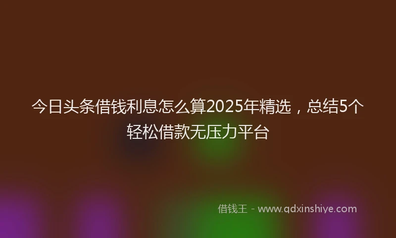 今日头条借钱利息怎么算2025年精选，总结5个轻松借款无压力平台