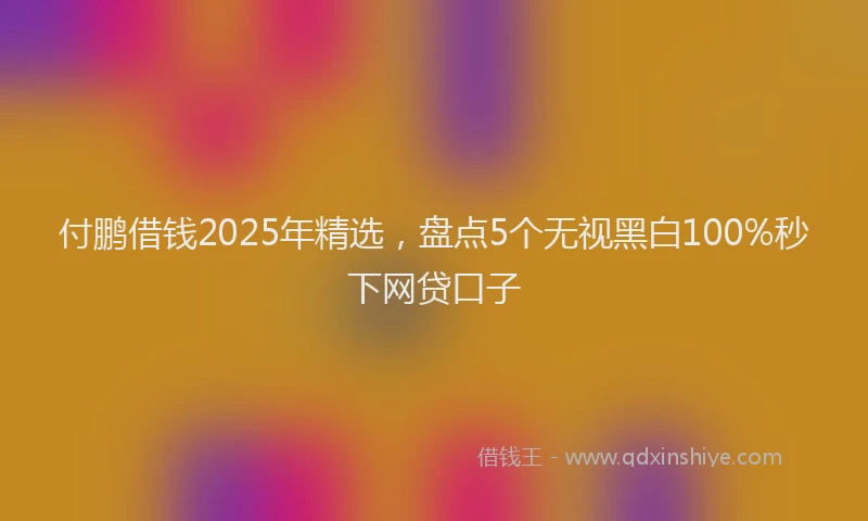 付鹏借钱2025年精选，盘点5个无视黑白100%秒下网贷口子