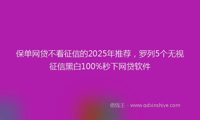 保单网贷不看征信的2025年推荐，罗列5个无视征信黑白100%秒下网贷软件