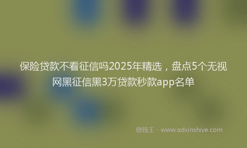 保险贷款不看征信吗2025年精选，盘点5个无视网黑征信黑3万贷款秒款app名单