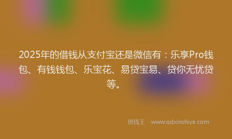 2025年的借钱从支付宝还是微信有：乐享Pro钱包、有钱钱包、乐宝花、易贷宝易、贷你无忧贷等。