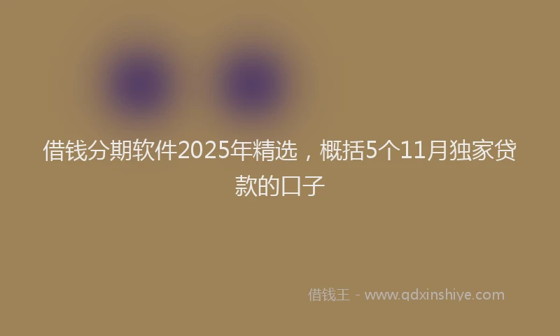 借钱分期软件2025年精选，概括5个11月独家贷款的口子