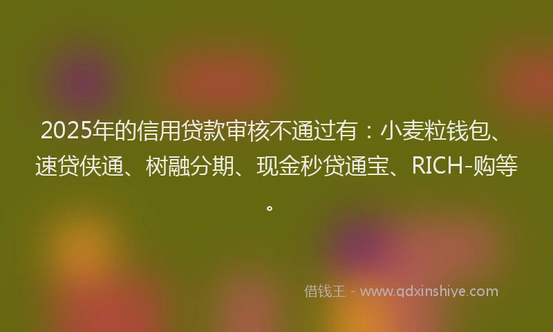 2025年的信用贷款审核不通过有：小麦粒钱包、速贷侠通、树融分期、现金秒贷通宝、RICH-购等。