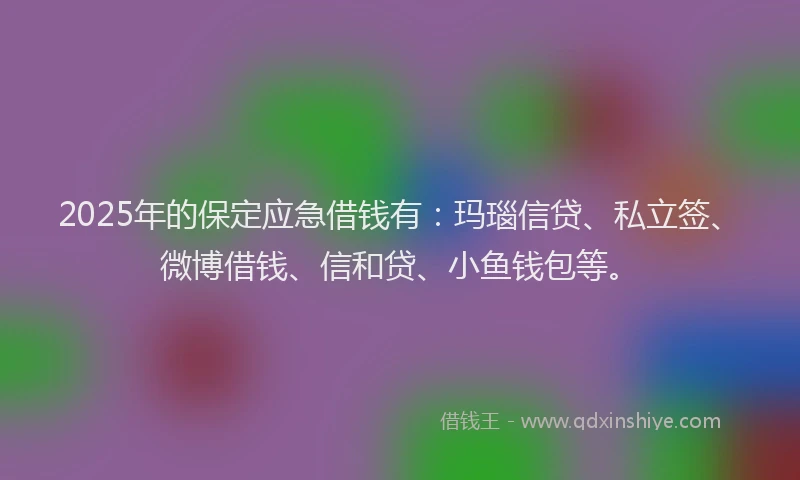 2025年的保定应急借钱有：玛瑙信贷、私立签、微博借钱、信和贷、小鱼钱包等。