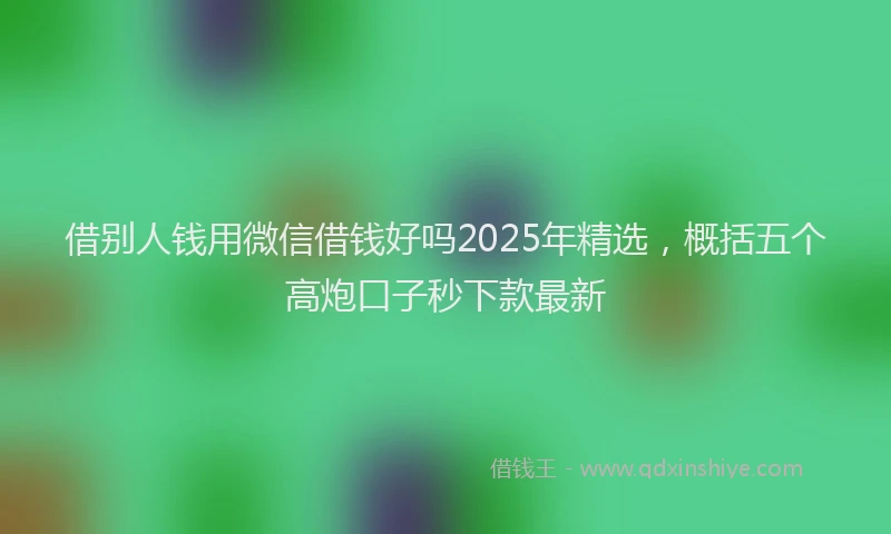 借别人钱用微信借钱好吗2025年精选，概括五个高炮口子秒下款最新